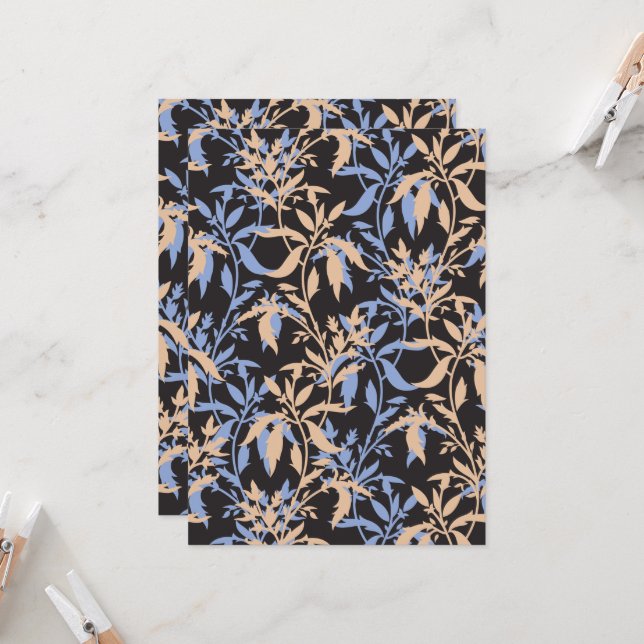 Elegant textile design featuring intricate floral  invitation (Front/Back In Situ)