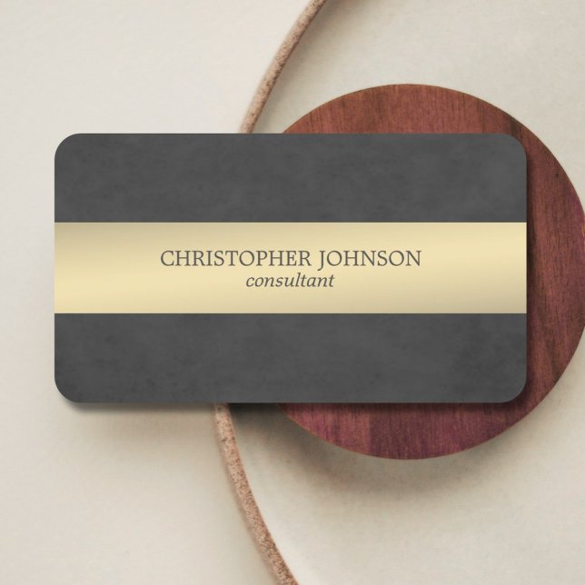 Elegant Texture Black Metal Striped Consultant Business Card (Creator Uploaded)