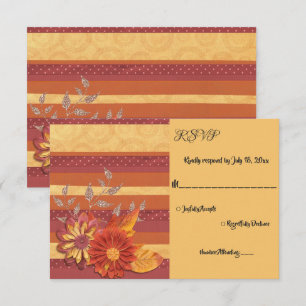 Elegant Texture Burgundy Modern Floral Wedding RSVP Card
