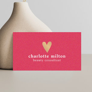 Elegant Texture Pink Gold Heart Beauty Consultant Business Card
