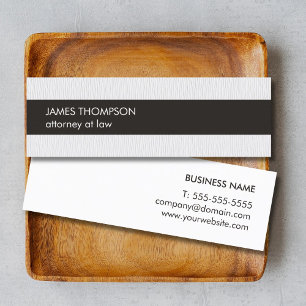 Elegant Texture White Black Stripe Attorney Mini Business Card