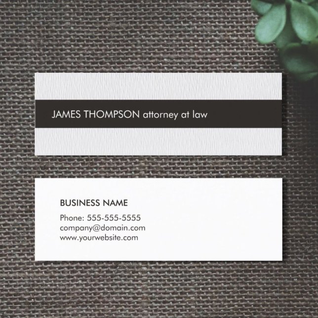 Elegant Texture White Black Stripe Attorney Mini Business Card (Creator Uploaded)