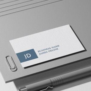 Elegant Texture White Blue Monogram Attorney Business Card
