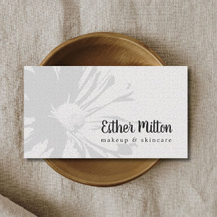Elegant Texture White Floral Makeup Beauty Business Card