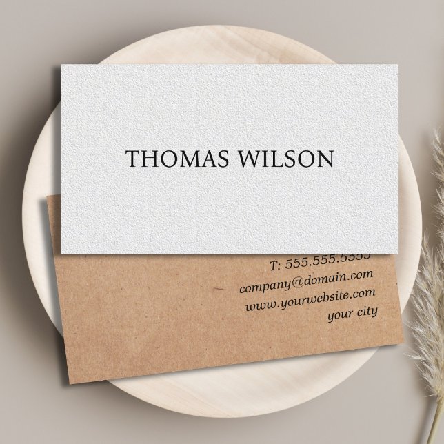 Elegant Texture White Printed Kraft Consultant  Business Card (Creator Uploaded)