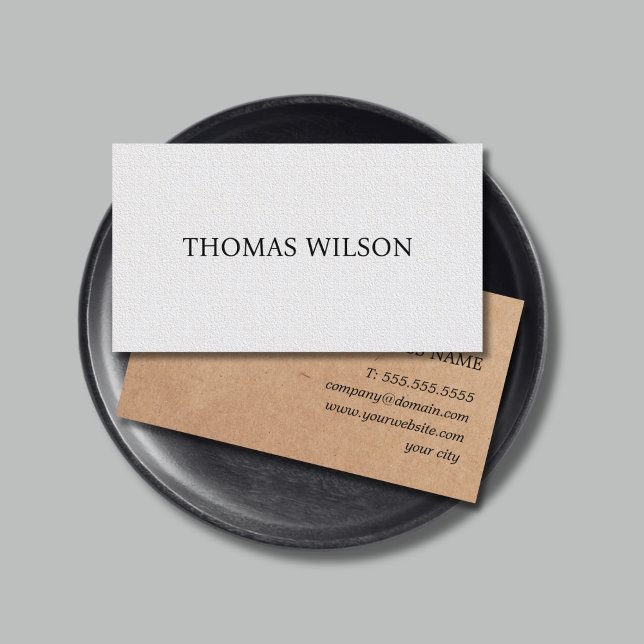 Elegant Texture White Printed Kraft Consultant  Business Card (Creator Uploaded)