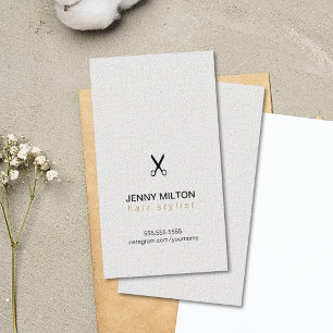 Elegant Textured White Black Scissors Hair Stylist Business Card