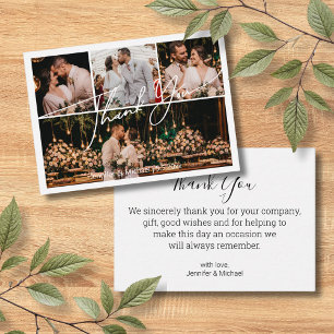 elegant thank you 4 photos collage wedding chic card