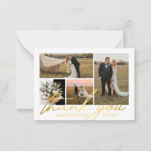 elegant thank you 4 photos wedding collage golden card