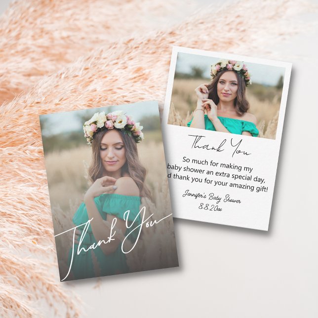 elegant thank you baby shower 2 photos stylish  card (Creator Uploaded)