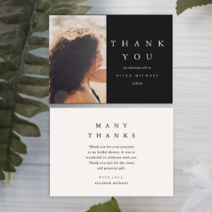 Elegant Thank You Black and Taupe Bridal Shower Card
