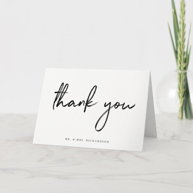 Elegant Thank You | Black and White Script Card (Front)
