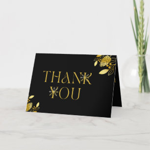 Elegant Thank You - Black & Gold New Year Card