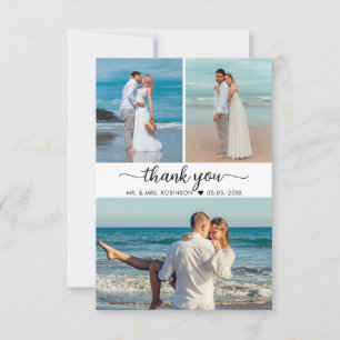 Elegant Thank You Calligraphy Collage Wedding Card