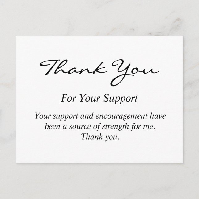 Elegant Thank You Card for Support (Front)