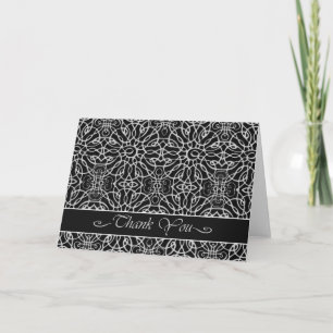 Elegant Thank You Card in Black, Filigree