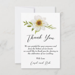 Elegant thank you card with white flowers