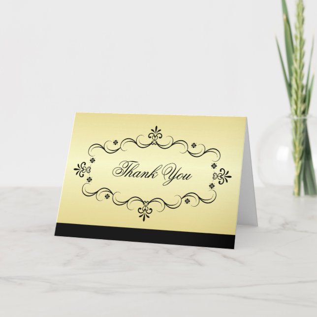 Elegant Thank You Cards - Gold and Black (Front)