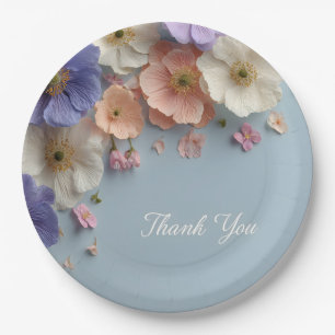 Elegant Thank You Design with a Pastel Arrangement Paper Plate