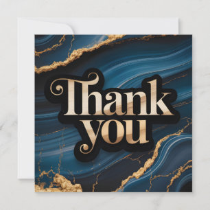 Elegant Thank You Design with Blue and Gold Holiday Card