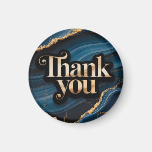 Elegant Thank You Design with Blue and Gold Magnet