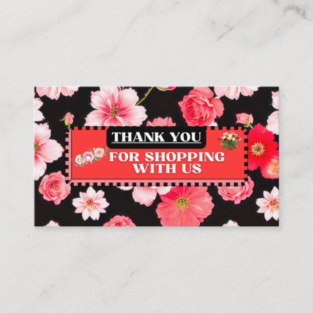 ELEGANT THANK YOU FLORAL  BUSINESS CARD (Front)