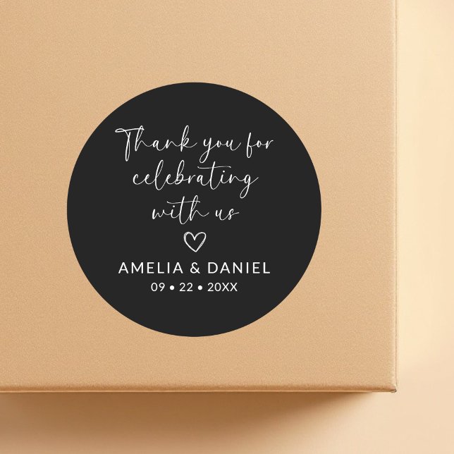 Elegant Thank You For Celebrating with Us Favour Classic Round Sticker (Creator Uploaded)