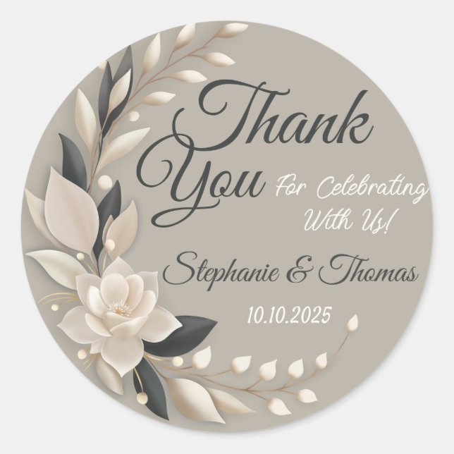 Elegant Thank You For Celebrating With Us Stickers (Front)