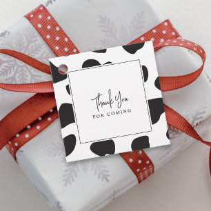 Elegant Thank You For Coming Whimsical Cow Print Favour Tags