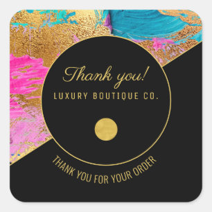 Elegant thank you for your order abstract custom square sticker