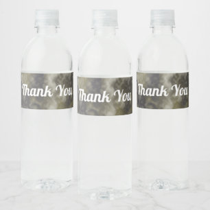 Elegant Thank You Gold Blue Marbled Appreciation Water Bottle Label