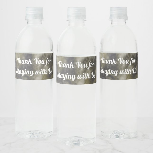 Elegant Thank You Gold Blue Marbled Guest Thanks Water Bottle Label (Bottles)