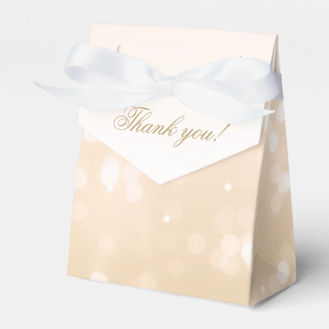 Elegant Thank You Gold Bokeh Sparkle Lights Favour Box (Front Side)