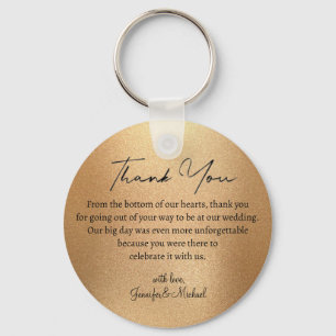 elegant thank you gold metallic wedding key ring