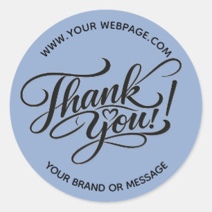Elegant “Thank You” HandLettered Design with Heart Classic Round Sticker