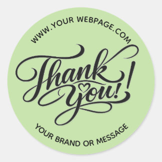 Elegant “Thank You” HandLettered Design with Heart Classic Round Sticker
