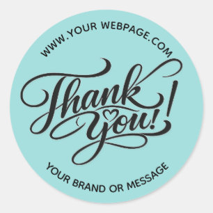 Elegant “Thank You” HandLettered Design with Heart Classic Round Sticker