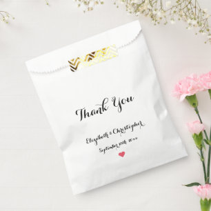 Elegant Thank You Heart Personalised Wedding Party Favour Bag