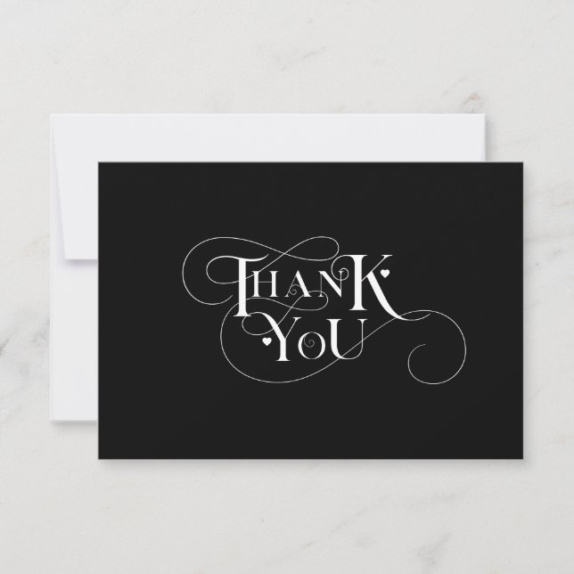 Elegant Thank You Heart Typography Photo Wedding (Front)