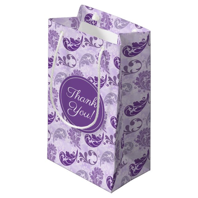 Elegant Thank You Lavender Purple Small Gift Bag (Front Angled)