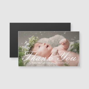 elegant thank you newborn baby boy photo magnet