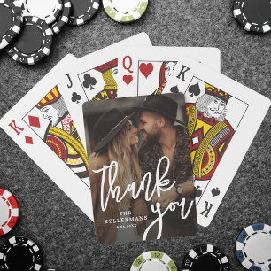 Elegant Thank You Photo Wedding Playing Cards
