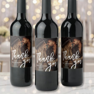 Elegant Thank You Photo Wedding Wine Label