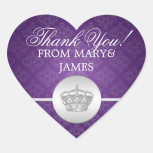 Elegant  Thank you Royal Crown Purple Heart Sticker