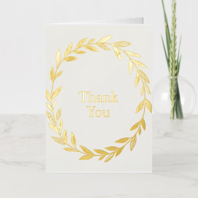 Elegant Thank You – Sage Botanical Design Foil Greeting Card (Front)