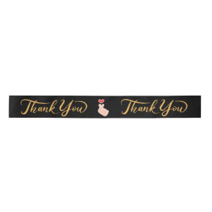 Elegant "Thank You" Satin Ribbon Roll – Black & Go