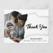 Elegant Thank You Script Baby Birth Announcement 