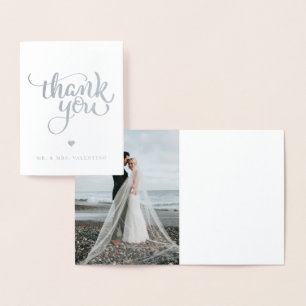 Elegant Thank You Script Photo Foil Card