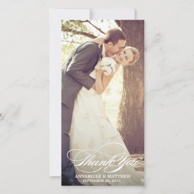 Elegant Thank You Script Wedding Overlay Card (Front)