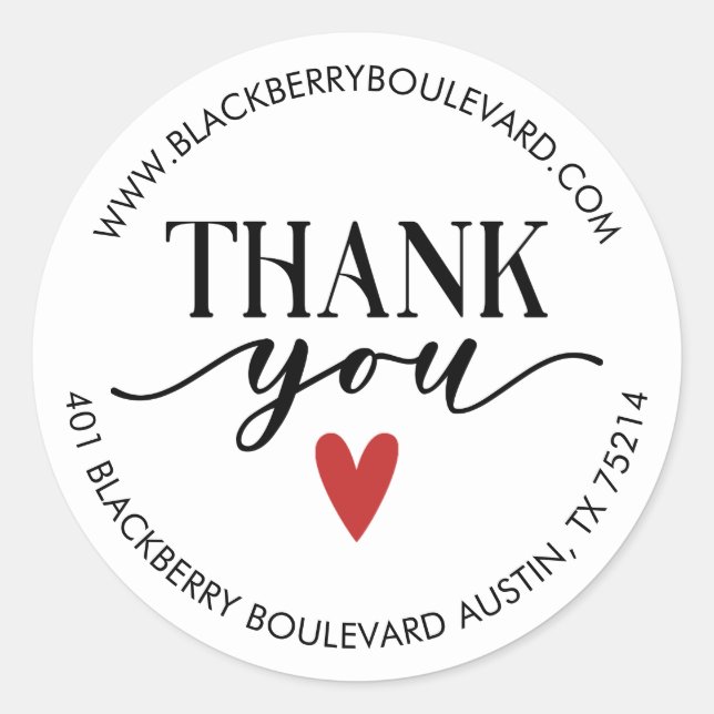 Elegant Thank you Small Business Classic Round Sticker (Front)